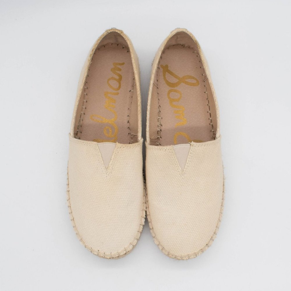 Sam Edelman Women's Charlene Ivory Canvas Slip On Platform Espadrille Shoes - Picture 6 of 8